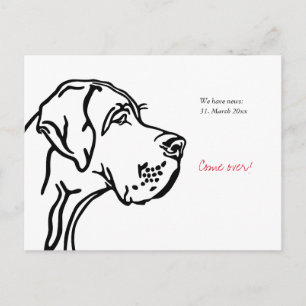 Cartão Postal anúncio de desenho minimalista do Great Dane