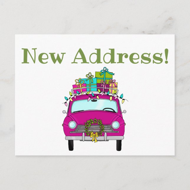 Cartão Postal Anúncio de endereço Presentes de Natal de Carro Ro (Frente)