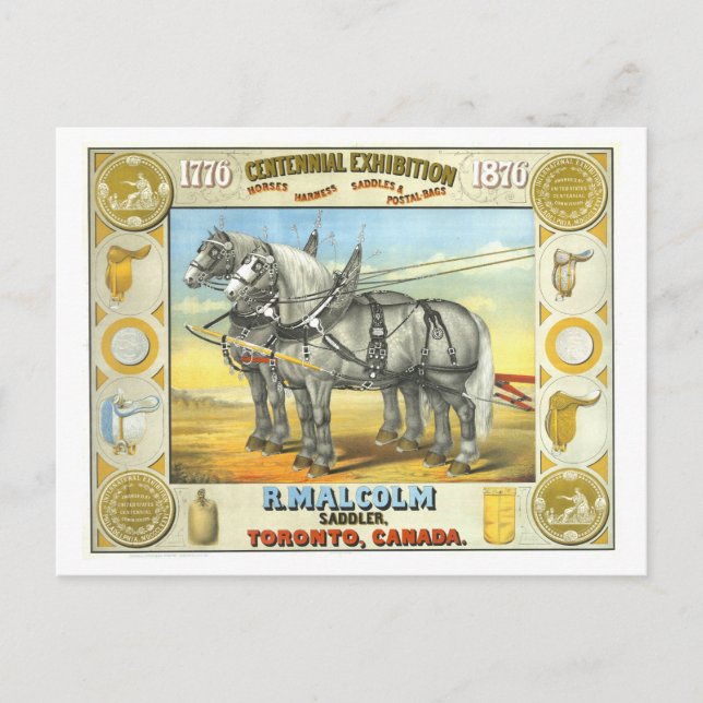 Cartão Postal Anúncio de exposição Saddler Centennial (Frente)