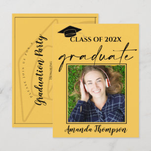 Cartão Postal Anúncio De Formando De Foto Amarelo 2024