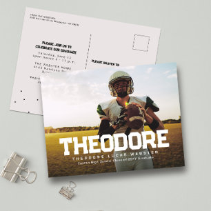 Cartão Postal Anúncio de formatura atleta uma foto