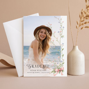Cartão Postal Anúncio de Formatura com Foto de Flor Silvestre de