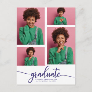 Cartão Postal Anúncio de Formatura do Ensino Médio 4 Foto Postca