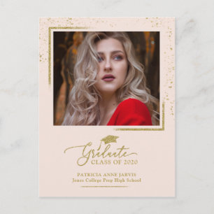 Cartão Postal Anúncio de Formatura Elegante Festivo Brilho Doura