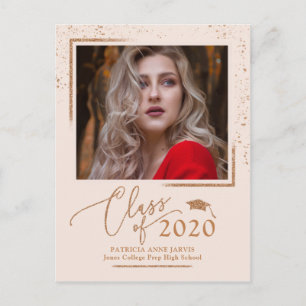 Cartão Postal Anúncio de Formatura em Script Chic com Brilho em 