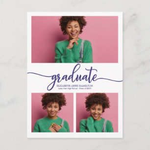 Cartão Postal Anúncio de Formatura no Ensino Médio 3 Foto Postca