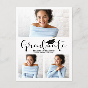 Cartão Postal Anúncio de Formatura no Ensino Médio 3 Foto Postca