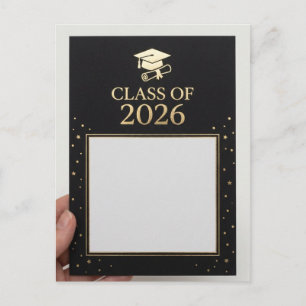 Cartão Postal Anúncio de Formatura Preto e Dourado Luxuoso com F