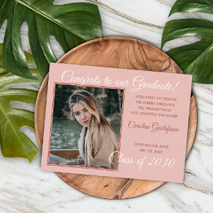 Cartão Postal Anúncio de Formatura Rosa Poeira Rosa Blush