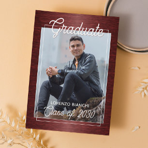 Cartão Postal Anúncio de Formatura Vermelho Escuro Preto Brilhan