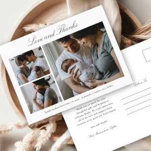 Cartão Postal Anúncio de Foto de Bebê com Elegante Roteiro Obrig