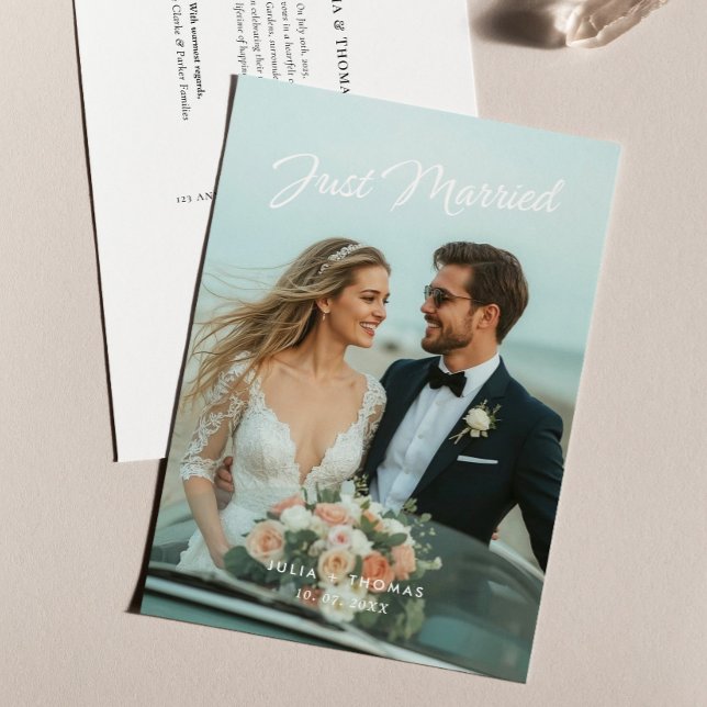 Cartão Postal Anúncio de Foto de Casamento de recem casados (Criador carregado)
