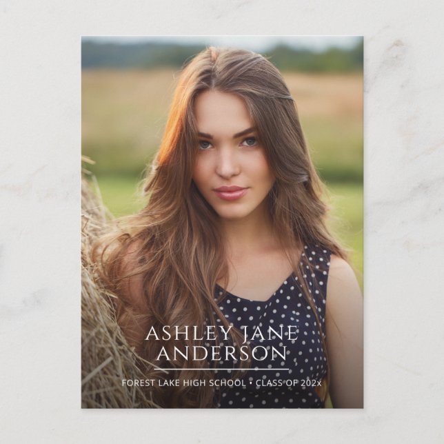 Cartão Postal Anúncio de Foto de Graduação Chic (Frente)