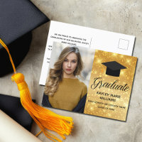 Anúncio de Foto de Graduação do Sparkle Dourado Ch