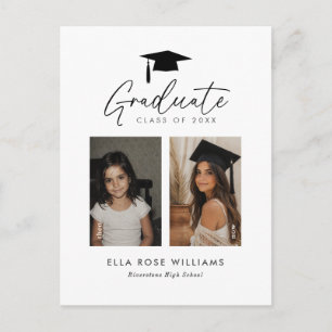 Cartão Postal Anúncio de Foto de Menina de Formatura Outrora e H