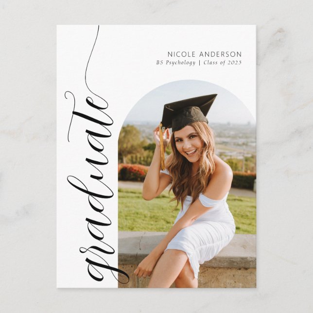 Cartão Postal Anúncio de Foto do Arch 2 do Formando de Script Mo (Frente)