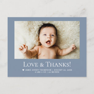 Cartão Postal Anúncio de foto do bebê 1 azul empoeirado Amor & A