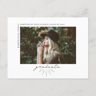 Cartão Postal Anúncio de Foto Horizontal de Graduação de Script 