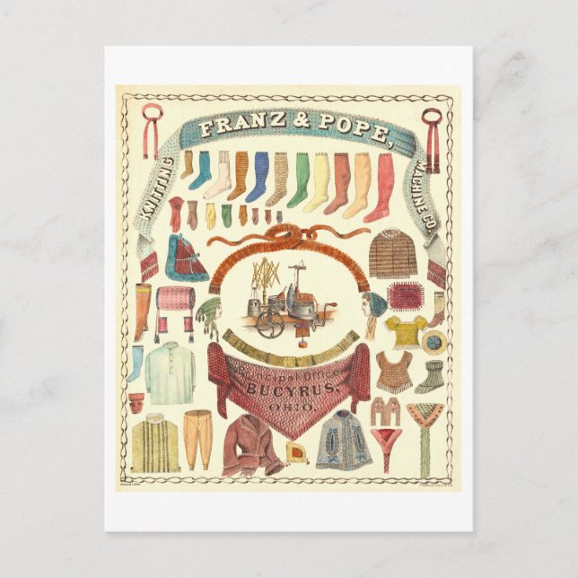 Cartão Postal Anúncio de Franz & Pope Knitting Machine (Frente)