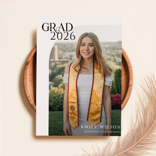 Cartão Postal Anúncio de Graduação com Arco Simples de Foto