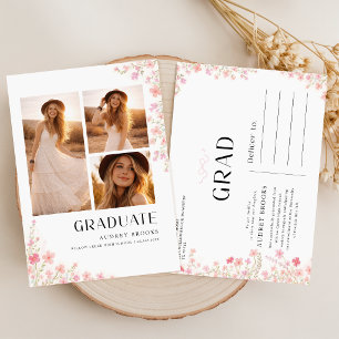 Cartão Postal Anúncio de Graduação com Foto de Arco Floral Moder