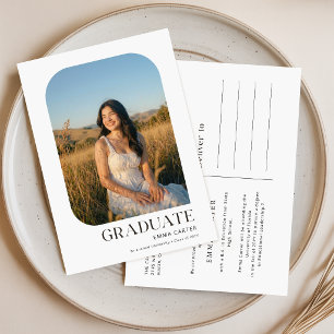 Cartão Postal Anúncio de Graduação com Foto de Formatura Elegant