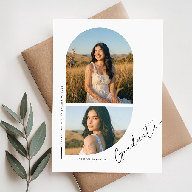 Cartão Postal Anúncio de Graduação com Foto em Elegant Script Ar (Criador carregado)