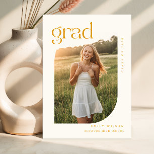 Cartão Postal Anúncio de Graduação com Foto em Letra Dourada Mod