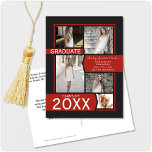 Cartão Postal Anúncio de Graduação de Colagem Vermelha 5 Fotos<br><div class="desc">Convite ou anúncio de formatura de segundos graus negros ou universitários em vermelho e preto. Clique no botão personalizar para obter mais flexibilidade na adição de texto e fotos! Variações deste design, cores adicionais, além de coordenar produtos estão disponíveis em nosso compro, zazzle.com/doodlelulu*. Entre em contato conosco se precisar deste...</div>