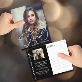 Cartão Postal Anúncio de Graduação de Foto com Script Elegante