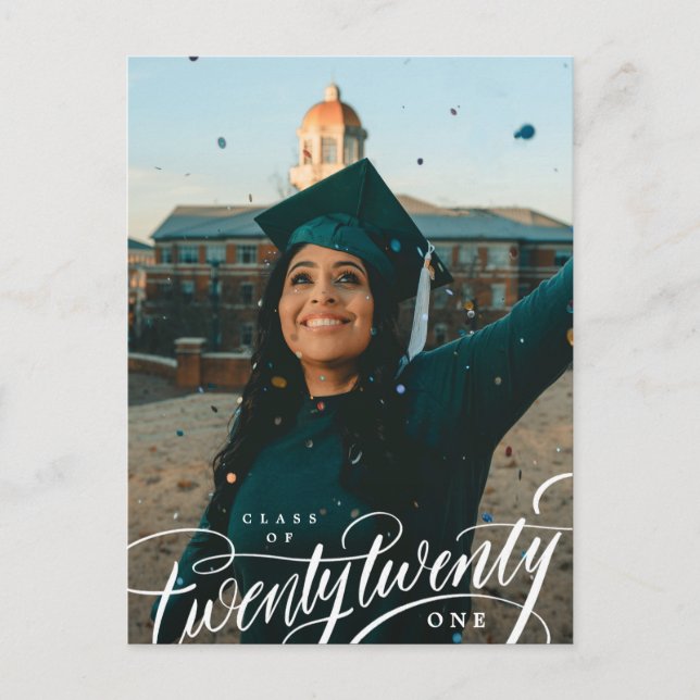 Cartão Postal Anúncio de Graduação de Foto de Classe do Ano Post (Frente)