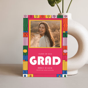 Cartão Postal Anúncio de Graduação de Foto de Graduado Moderno