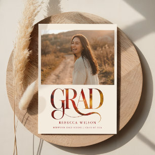 Cartão Postal Anúncio de Graduação de Foto de Gradução com Letra