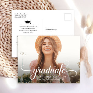 Cartão Postal Anúncio de Graduação de Foto do Formando Moderno