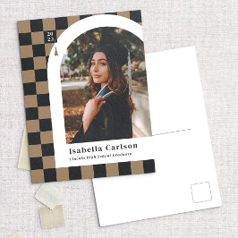 Cartão Postal Anúncio de Graduação de Foto em Arco Checkered
