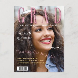 Cartão Postal Anúncio de Graduação de Fotografias do Cobrir Revi