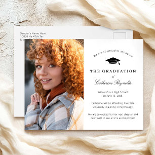 Cartão Postal Anúncio de Graduação de Fotos Moderna