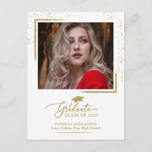 Cartão Postal Anúncio de Graduação Elegante Festivo Brilho Doura