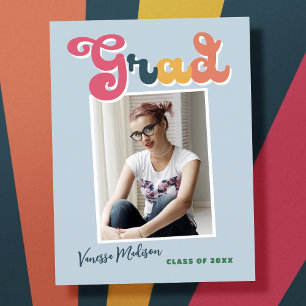 Cartão Postal Anúncio de Graduação Estiloso Retro Vintage com 1 