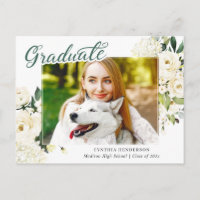 Anúncio de Graduação Floral Verde Branco