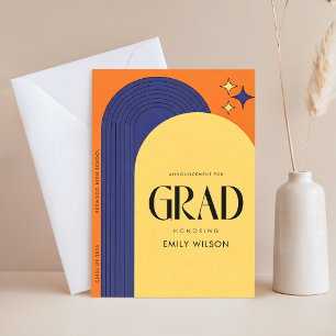 Cartão Postal Anúncio de Graduação Letra Elegante Retro Grad