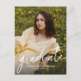 Cartão Postal Anúncio de graduação simples e moderno com duas fo