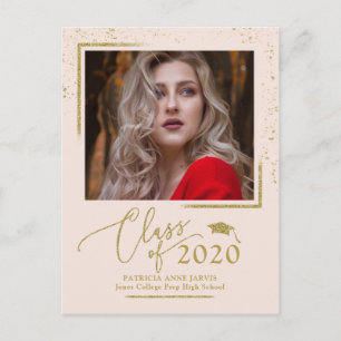 Cartão Postal Anúncio de Gradução em Script Chic Festivo Brilho 