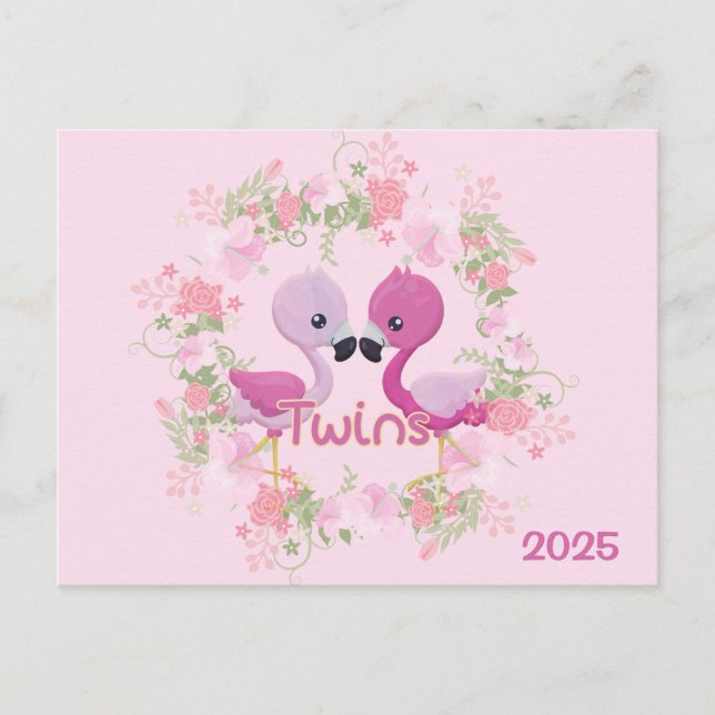 Cartão Postal Anúncio de gravidez de gêmeos em 2025 (Frente)