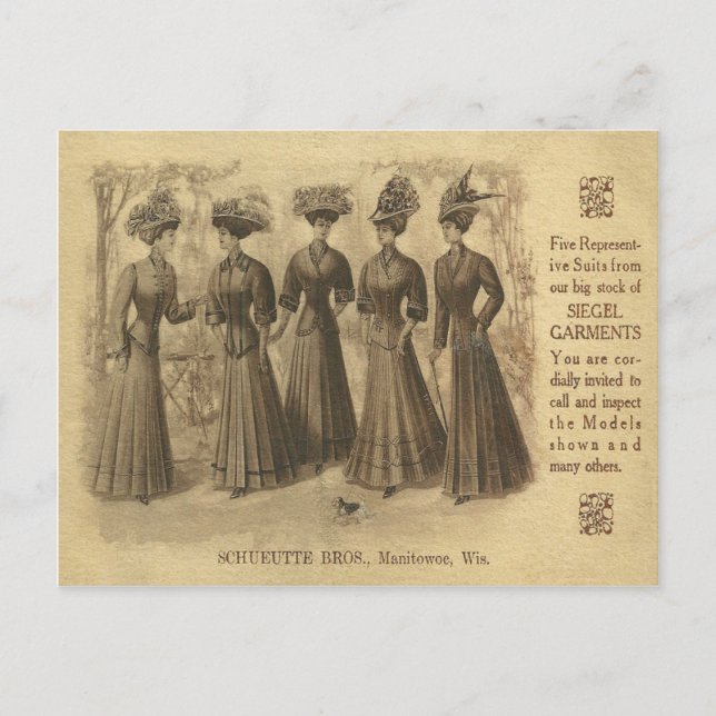 Cartão Postal Anúncio de Moda Vintage (Frente)