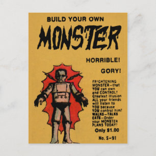 Cartão Postal Anúncio de Monstro de Encomenda de Quadrinhos Anti