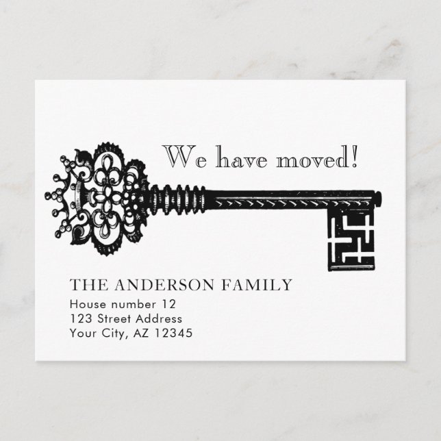 Cartão Postal Anúncio de Movimentação da Chave do Esqueleto Vint (Frente)