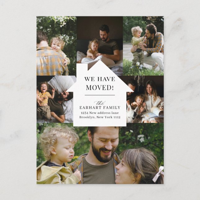 Cartão Postal Anúncio de Movimentação da Colagem de Fotografias  (Frente)