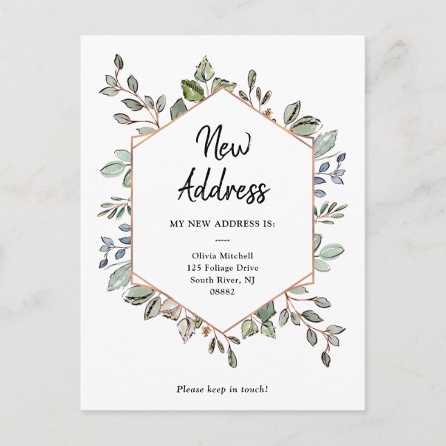 Cartão Postal Anúncio de Movimentação de Folhagem Geométrica de  (Frente)