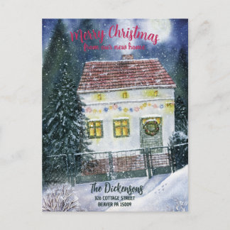 Cartão Postal Anúncio de Movimentação de Natal do Cottage Waterc